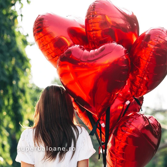 baloane roșii inima cu heliu