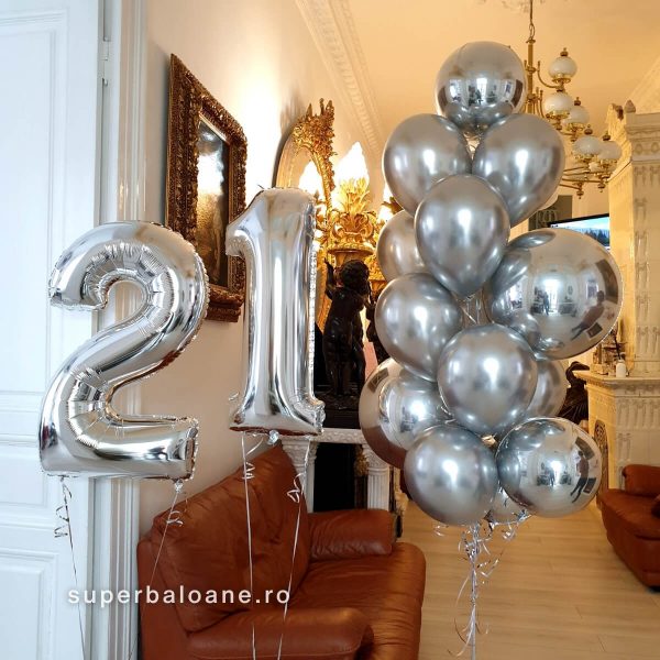 Baloane aniversare cifre 21 decor baloane cu heliu